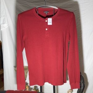 J. Crew Men's Long-Sleeve Henley in Red